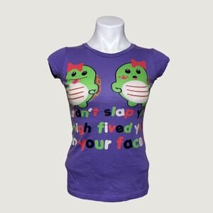 Y2K Funky Story Scene Baby Tee Graphic Turtle High Five Your Face T-Shirt #15